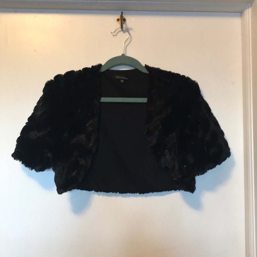 Marina Faux Fur Shimmer Formal Shrug Size L